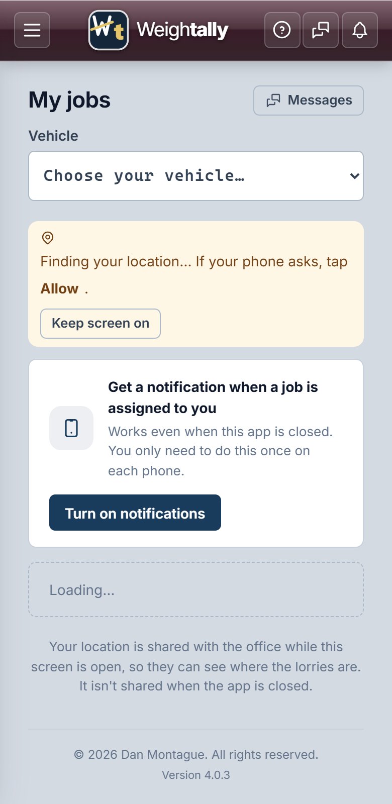 The driver app on a phone